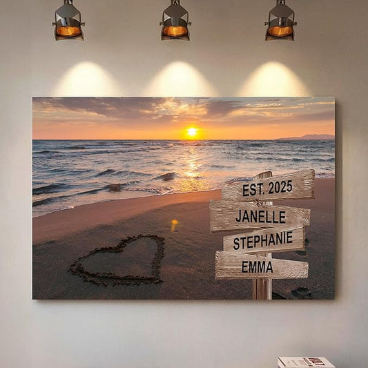 Personalized Gifts for Mom Family Names Street Custom Multi-Name Date of Birth Vintage Street Sign Happy Mothers Day Canvas Wall Art Best Christmas Gifts for Mommy from Daughter Son Children Kids #10