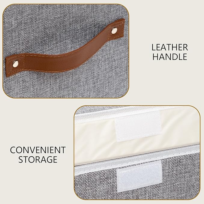 Yawinhe Collapsible Storage Boxes, Foldable Bin with Lids, Cube Clothes Organizer Basket with Handles, Grey, 13.0''Lx9.0''Wx7.9''H, 5-Pack, SNK024GS-5