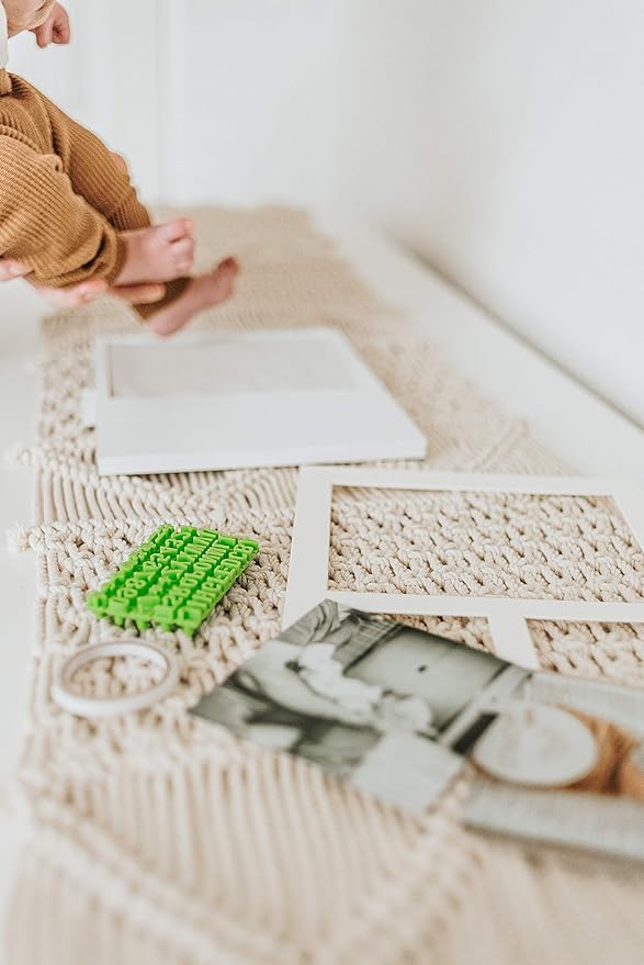 Baby Hand & Footprint Frame Keepsake Kit | Capture Milestone Moments with Safe Clay, Stencil Set & Wood Frame | Perfect Newborn Gift for Baby Showers | White
