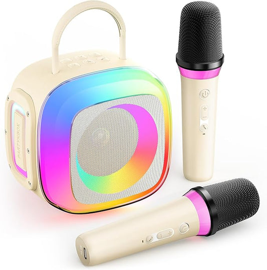 Mini Karaoke Machine for Kids Adults: Portable Bluetooth Speaker with 2 Wireless Mics for Home Party - Singing Karaoke Birthday Gift for Girls Boys 4 5 6 7 8 9 10 11 12+ Years Old Family Party