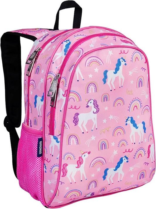Wildkin 15-inch Kids Backpack – Durable, Padded, Adjustable for School & Travel - Rainbow Unicorns