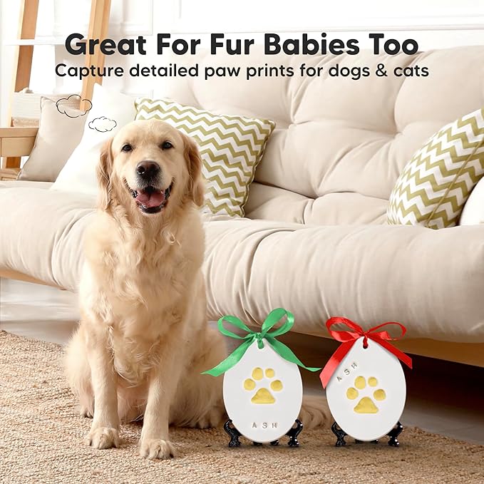 Baby Hand and Footprint Kit Girls, Boys - Personalized Baby Footprint Ornament Kit, Newborn Keepsake Gifts for New Mom, Easy to Use Handprint Makers, Cute Shower Gifts (Multi-Colored)