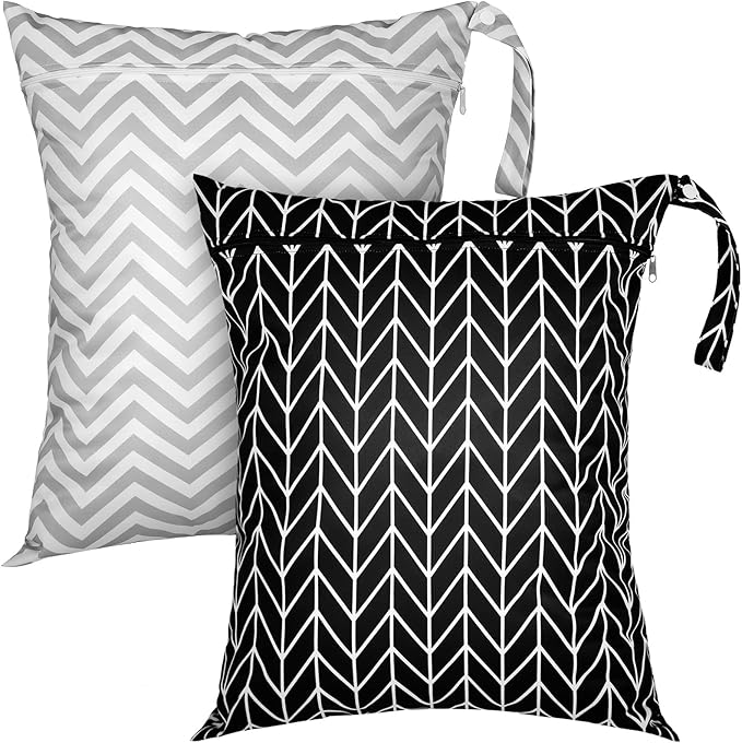 Shappy 2 Pcs Large Travel Laundry Bag Washable Waterproof Wet Dry Large Dirty Clothes Bag Bathing Workout(Stripe Style)