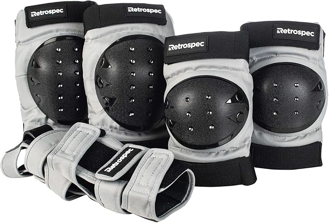 Retrospec Knee Pads, Elbow Pads & Wrist Guards for Men, Women & Kids - Protective Gear for Skateboarding, Roller Skate, Rollerblade, BMX & Scooter - Multi Sport Pad Set