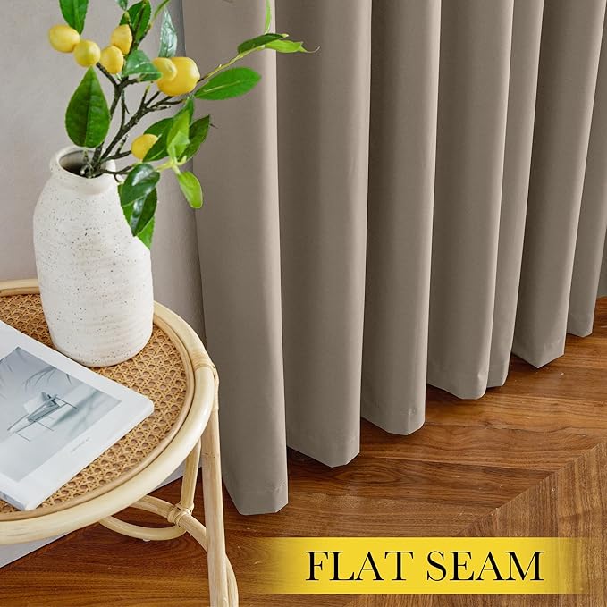 NICETOWN 100% Blackout Tan Curtains for Travel, Grommet Lightweight Portable Window Treatments Thermal Curtains Easy to Install for Living Room/Bedroom, W52 x L72, 2 Panels