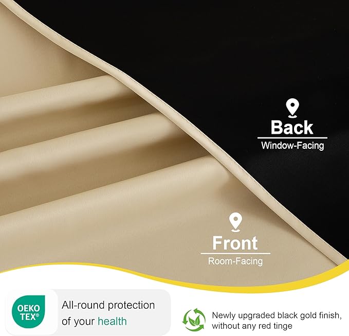 NICETOWN 100% Blackout Curtains 84 inch Long for Bedroom, Total Blackout Thermal Insulated Grommet Long Window Curtains 2 Panels Set, 2 Panels, Biscotti Beige, 52 inch Wide