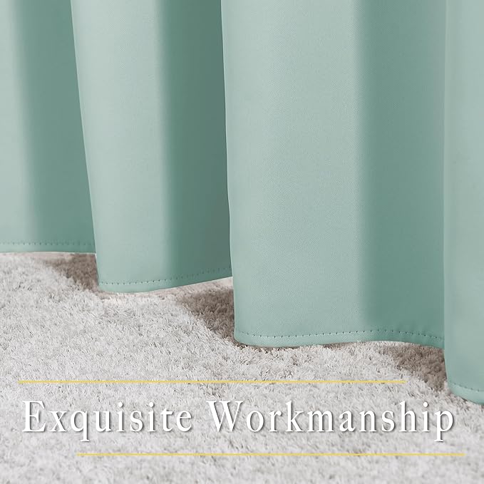 NICETOWN Seafoam Green Curtains 2 Panels 84 inches Long - Grommet Blackout Thermal Insulated Room Darkening Sound Reducing Window Drapes for Living Room/Bedroom, W52 x L84