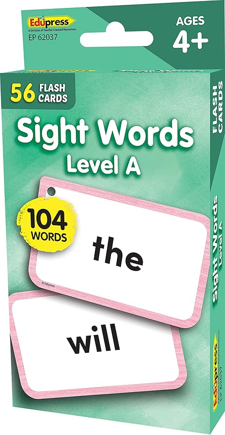 Teacher Created Resources Sight Words Flash Cards - Level A (EP62037), 3-1/8" x 5-1/8"