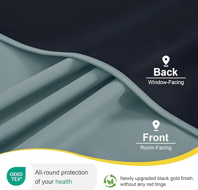 NICETOWN Greyish Blue Blackout Thermal Insulating Window Curtain Panels for Bedroom - Plylux Room Darkening 84 inch Length Grommet Smart Drapes for Living Room (52 x 84 inches Long, 2 Panels)