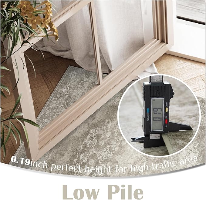 jinchan Vintage Floral Runner Rug 2x6 - Machine Washable Distressed Design Non-Slip Low-Pile Soft Thin Carpet for Hallway Kitchen Farmhouse Bedroom Entryway Laundry Room (2x6ft,Brown)