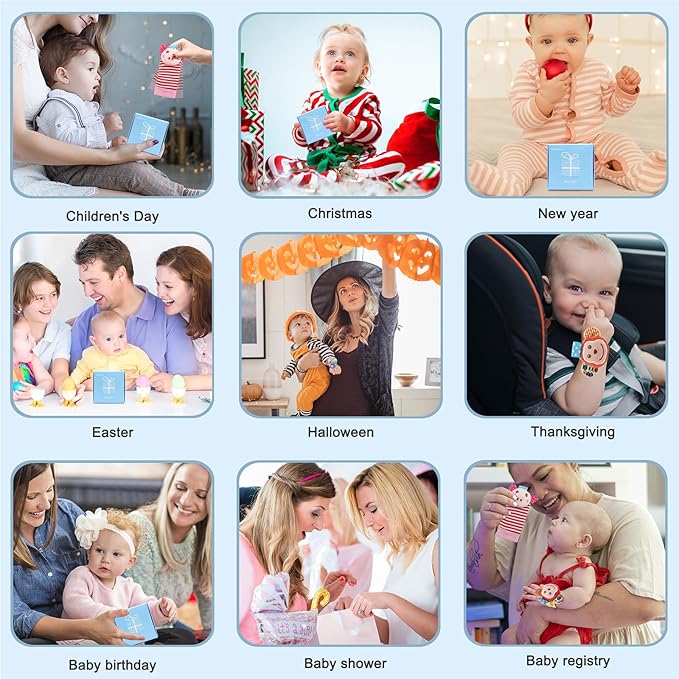 Infant Rattle Socks Toys 0 to 12 Months, Baby Wrist Rattle Foot Finder Socks Set, Birthday Holiday Present for Newborn Boy Girl 0/3/4/6/7/8/9/12/18 Months Kids Toddler, Gift Box Package (4A)