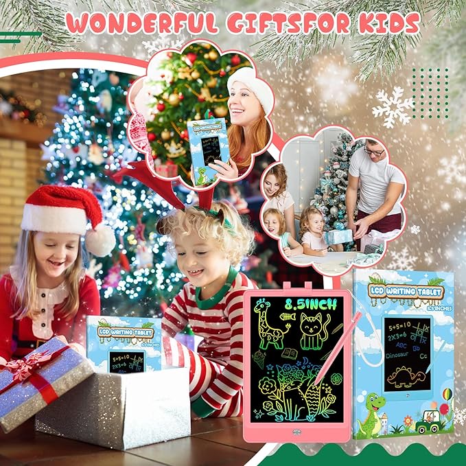 Decute Kids Toys LCD Writing Tablet with Stylus, 8.5 Inch Erasable Toddlers Doodle Board, Reusable Drawing Pad for Kids, Educational Christmas Birthday Gift for 3 4 5 6 7 8 Girls Boys Toddler Pink