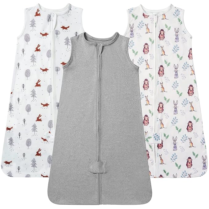 TotAha Sleep Sack 6-12 Months 3 Pack, Buttery Soft, Safe Wearable Blanket Baby Sleeping Bag with 2-Way Zipper for Girl Boy, 0.5 TOG