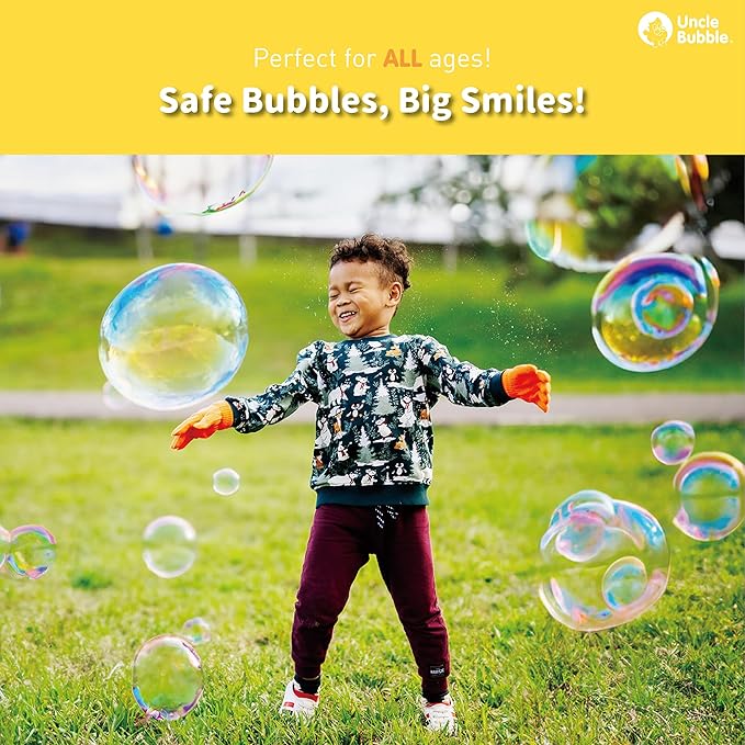 Uncle Bubble Concentrated Bubble Solution (up to 6L/1.6 Gallons) Regular Bubbles for Bubble Machine, Bubble Gun, Bubble Wands, Bubble Mower, Bubble Juice Refills. Make 3L/0.8 Gallons for Giant Bubble