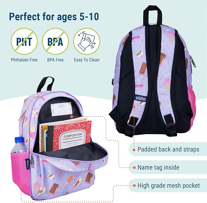 Wildkin 15-inch Kids Backpack – Durable, Padded, Adjustable for School & Travel - Sweet Dreams