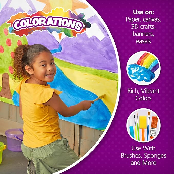 Colorations Paraben-Free Washable Tempera Paint for Kids - 1 Gallon Value Size. Vibrant Green. Non-Toxic and Made in The USA
