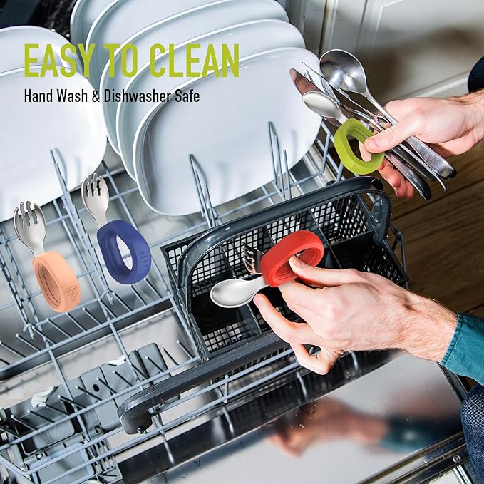 Toddler Utensils Baby Utensils Toddler Forks and Spoons Baby Forks and Spoons Set Kids Stainless Steel Silverware Set Children Safe Forks and Spoons self feedig-Dishwasher Safe(Red+Blue)