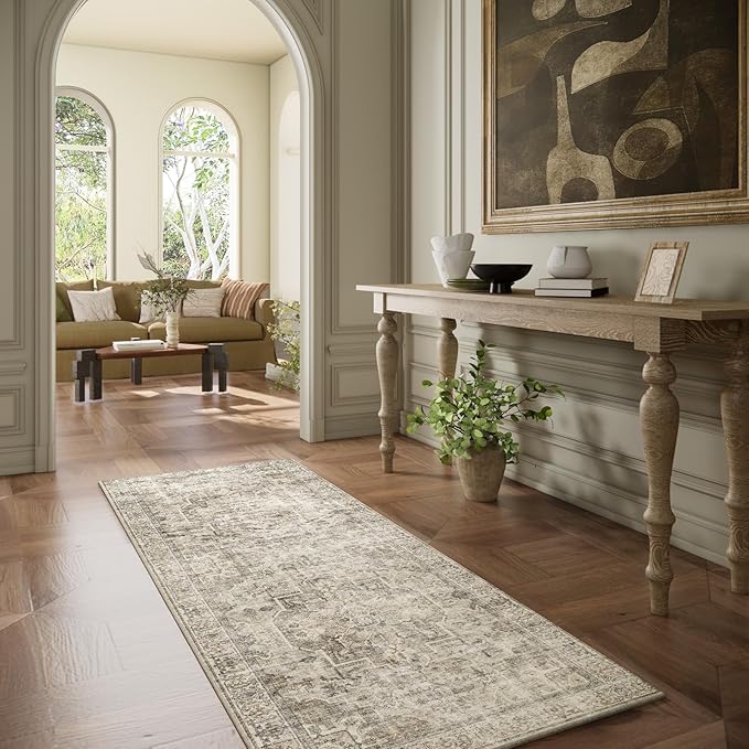 Machine Washable Kitchen Runner Rugs: 2'x6' Hallway Rug Non Slip Low Pile Stain Resistant Soft Carpet Runners for Hallways Indoor Entryway Kitchen Laundry Room Bedroom Farmhouse