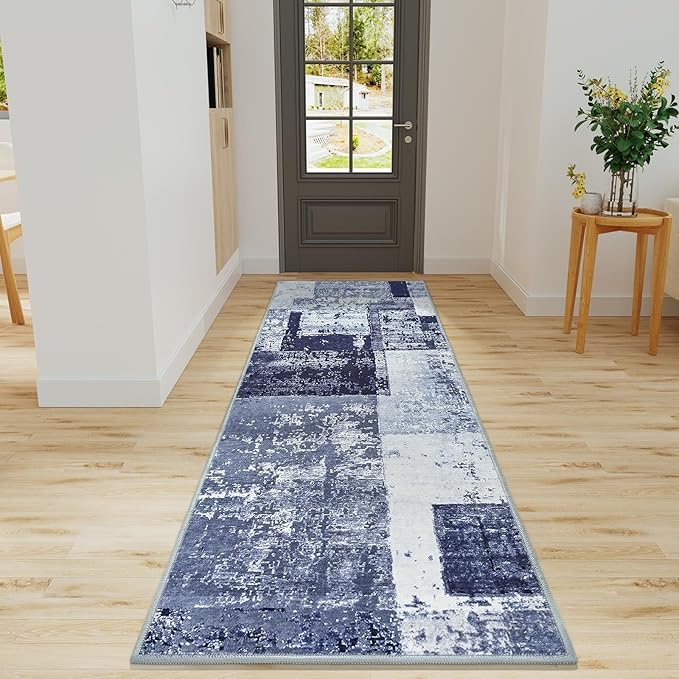 LOCHAS Washable Runner Rugs for Hallway, 2x6 Non Sip Soft Rug for Bedroom Entryway Kitchen Laundry Room, Long Abstract Carpet for Indoor Floor Bedside, Geometric Vintage Home Decor, Pet & kid Friendly