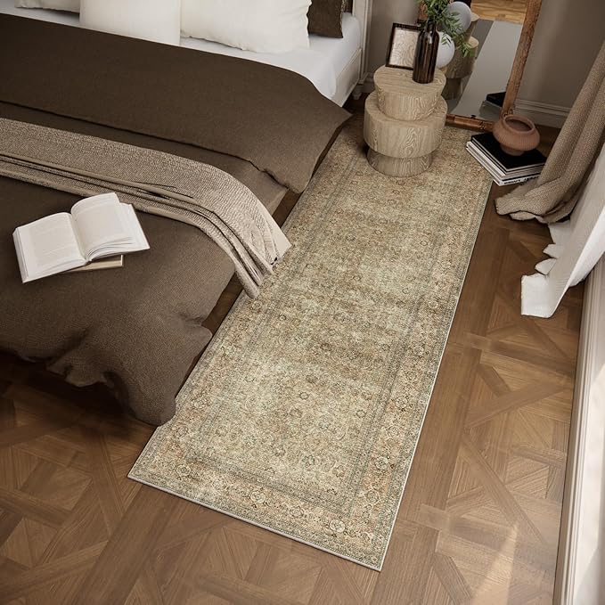 Washable Runners for Hallways Kitchen Rug: 2'x6' Runner Rugs Stain Resistant Non Slip Low Pile Soft Carpet Runners for Hallways Bedroom Kitchen Entryway Indoor Beside Bathroom Laundry Room