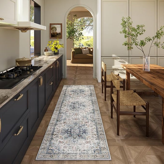 Machine Washable Kitchen Runner Rugs: 2'x6' Hallway Runner Rug Non Slip Low Pile Stain Resistant Soft Carpet Runners for Hallways Indoor Entryway Kitchen Laundry Room Beside Farmhouse