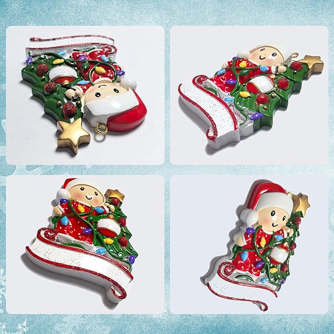 Baby's First Christmas Ornament 2025 Personalized Christmas Ornaments with Name Snow Baby in Stocking with Snowflake Custom Tree Ornament Decorations Ornaments,Blue