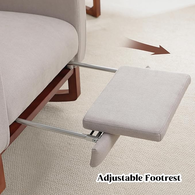 Rocking Chair Nursery, Nursery Rocking Chairs with Foot Rest, Comfy Glider Rocker Nursing Chair with High Back for Nursing, Living Room, Bedroom, Light Grey