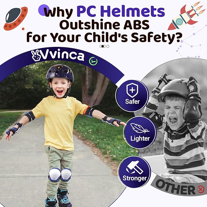 Vvinca Kids Toddlers Bike Helmet Adjustable for Ages 3-5-8 Years, Knee Pads and Elbow Pads Set Wrist Guard Sports Protective Gear Set for Roller Skate Bicycle Skateboard Scooter Girl Boy Birthday Gift