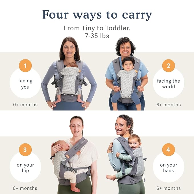 Beco Gemini Baby Carrier from Newborn to Toddler - Certified Ergonomic Newborn Baby Carrier for Infants and Children of 7-35 lbs - M Shape, Adjustable Seat, Breathable 3D Mesh (Cool Grey Geometric)