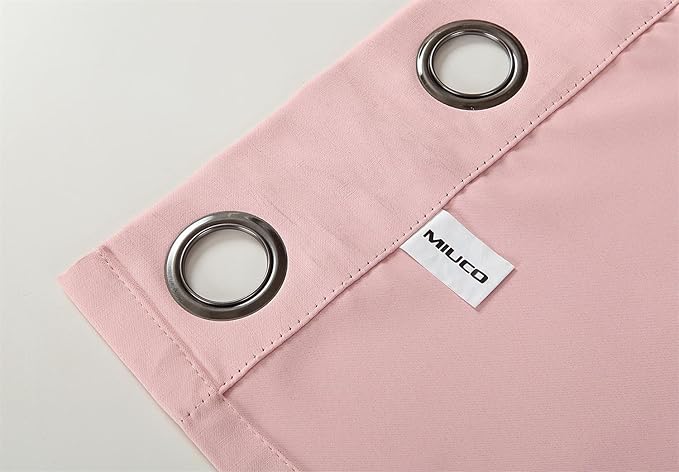 MIUCO Blackout Curtains Room Darkening Textured Grommet Window Curtains for Nursery Curtains 2 Panels 52x95 Inch Pink