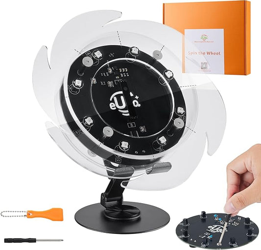STEM DIY Toys Hand Assembly Electronic Spin the Wheel | Science Craft Kit for Kids Ages 8-9-10-11-12-13-14-15+ Years Old | Educational Gifts for Boys&Girls | Video Guide|(Fire Wheel-Transparent Clear)