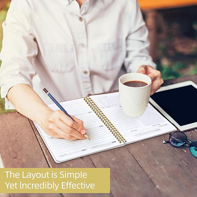 Undated Weekly Planner, Weekly To Do List Notebook with Goal & Habit Tracker Organizer, A5 5.8" x 8.0" Weekly Planner Notebook with Spiral Binding for Men or Women