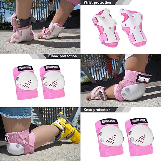 Youth/Kids Knee Pads Elbow Pads Wrist Guards Protective Gear Set for 3-15 Years Child Roller Skates, Skateboard, Cycling, Inline Skating, BMX Bike, Balance Bike, Scooter Riding and Other Outdoor Sports