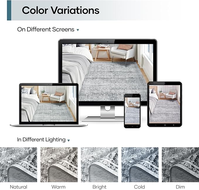 Lofus 9x12 Area Rug for Living Room,Grey Washable Large Rugs with Non-Slip Backing,Soft Neutral Carpets for Bedroom Dining Room Home Office Indoor Nursery