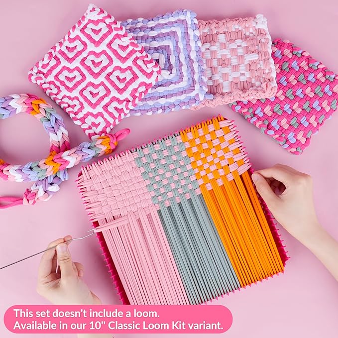 PREBOX 10’’ Potholder Weaving Loom Kit Refill Loops, DIY Crafts Supplies for Kids & Beginners, 224 Colorful Loops to Make 4 Large Pot Holders