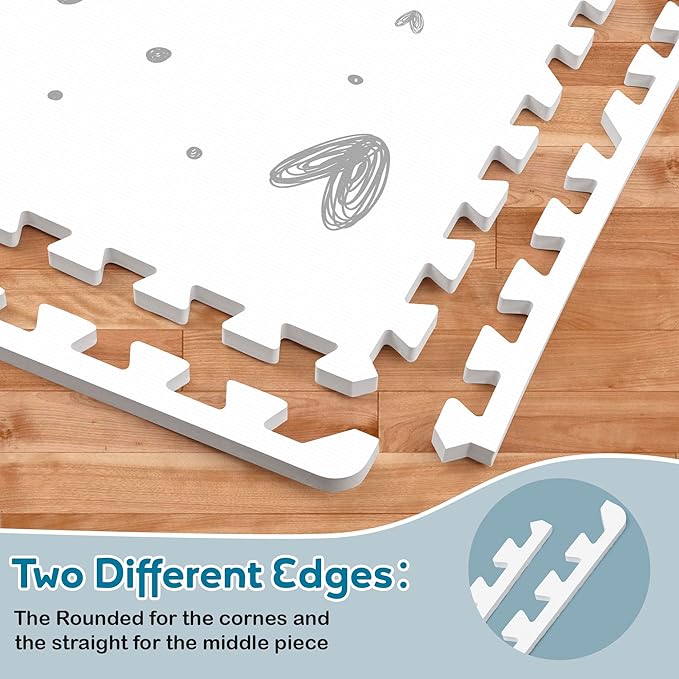 XL Baby Play Mat-72”x 48” Puzzle Play Mat,with 6 Foam Floor Tiles,Waterproof,Interlocking Foam Baby Mat for Babies&Toddlers,Expandable Tiles with Edges,Tummy Time Mat(Love)