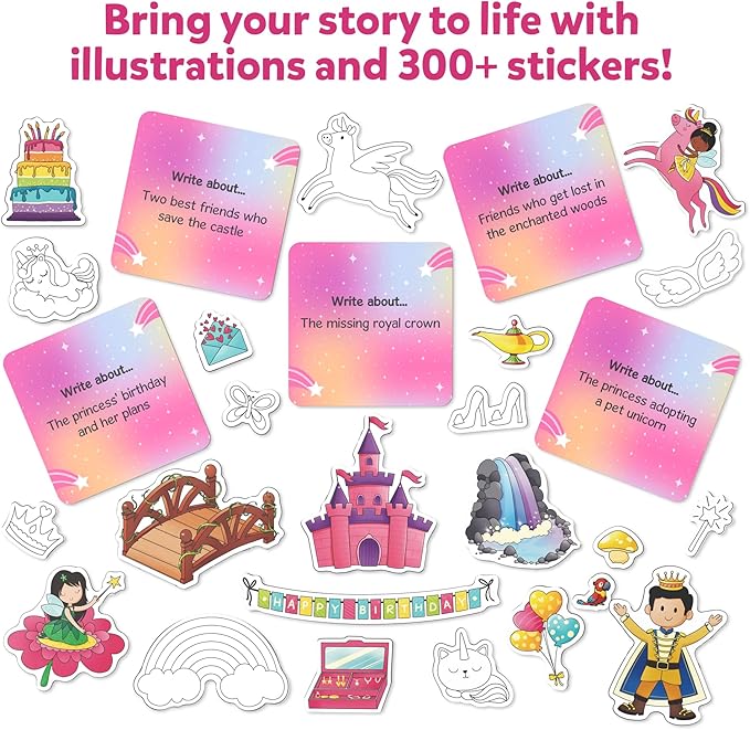 Skillmatics Storybook Art Kit - Create Fairytale Stories, DIY Craft & Writing Kit with 300+ Stickers, Scrapbooking & Journal Activity, Gifts for Kids Ages 5, 6, 7, 8, 9, 10