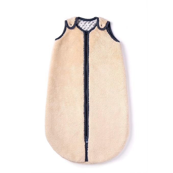 baby deedee Sleep Nest Teddy Baby Sleeping Bag, Oatmeal Navy, Medium (6-18 Month)
