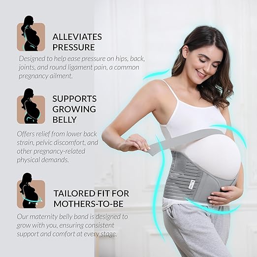 NeoTech Care Pregnancy Support Maternity Belt, Waist/Back/Abdomen Band, Belly Brace (Size XXL, Grey Color)