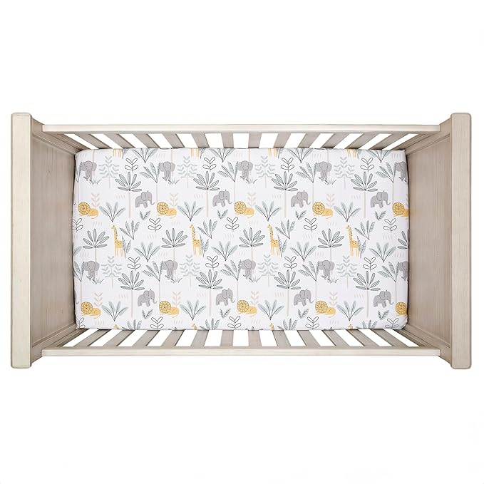 Lambs & Ivy Jungle Adventure Linen/Cotton 3-Piece Nursery Baby Crib Bedding Set