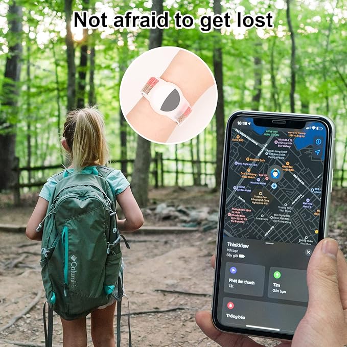 Kids Wristband Compatible with Apple AirTag, Protective Case for Air Tag GPS Tracker Holder with Nylon Bracelet, Adjustable Anti Lost Watch Band for Toddler Child Elder(Pink & Khaki)