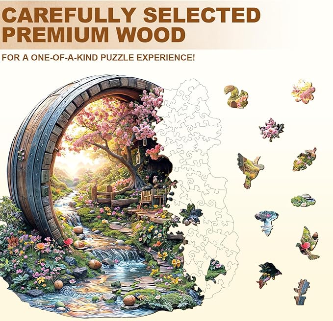 Wooden Puzzles for Adults, Spring Flower Wooden Jigsaw Puzzle for Adults, 100 Piece Unique Animal Shape Wood Puzzles Adult, Birthday Party Gifts for Friends & Family Game Home Decor (S-8.5 * 8.3in)
