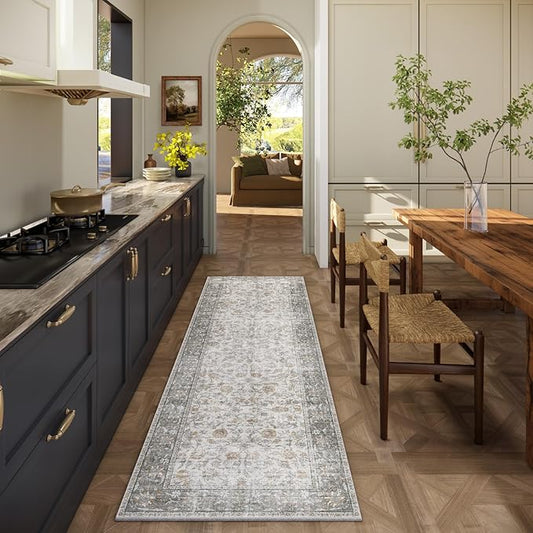Washable Kitchen Rug Runners for Hallways: 2'x6' Bedroom Rug Non Slip Low-Pile Stain Resistant Soft Indoor Floor Carpet Runner for Indoor Entryway Hallways Kitchen Laundry Room Beside Farmhouseb