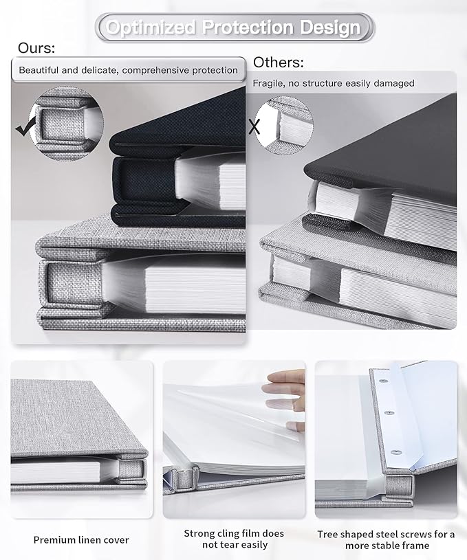 Popotop Photo Album Self Adhesive Scrapbook Album for 4x6 5x7 8x10 Pictures DIY Photo Book as Scrapbooking Supplies Kits, Birthday Gifts for Women Mom Wedding Baby Family Travel