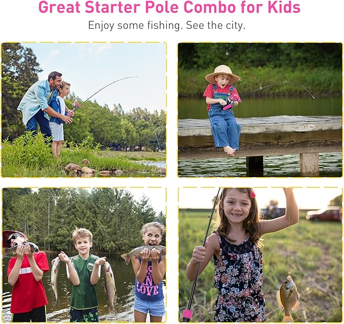 Kids Fishing Pole Kit, 59'' Telescopic Rod and Reel Beginner Combo with Spincast Reel,Tackle Box, Carrier Bag,Fishing Gear for Boys,Girls, Toddler,Youth