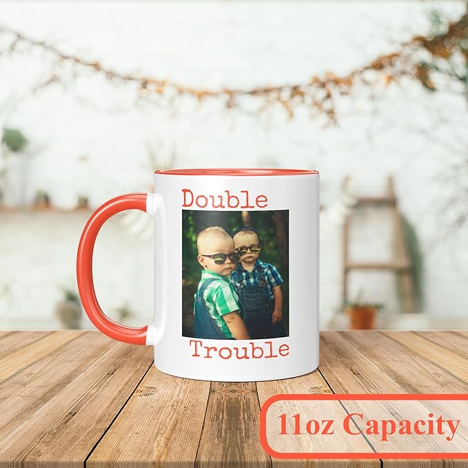 Personalized Coffee Mug, Custom Photo Text 11 Oz Ceramic Mug, Customized Picture Name Tea Cup, Unique Gift Idea, Taza Cafe Personalizadas Fotos, Cute Custom Gifts Mom Women Men, Mother's Day, Orange