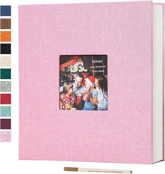Spbapr Large Photo Album Self Adhesive 60 Pages Linen cover DIY Magnetic Scrapbook album with A Metal Pen Hold 4x6 5x7 6x8 8x10 10x12 Pictures