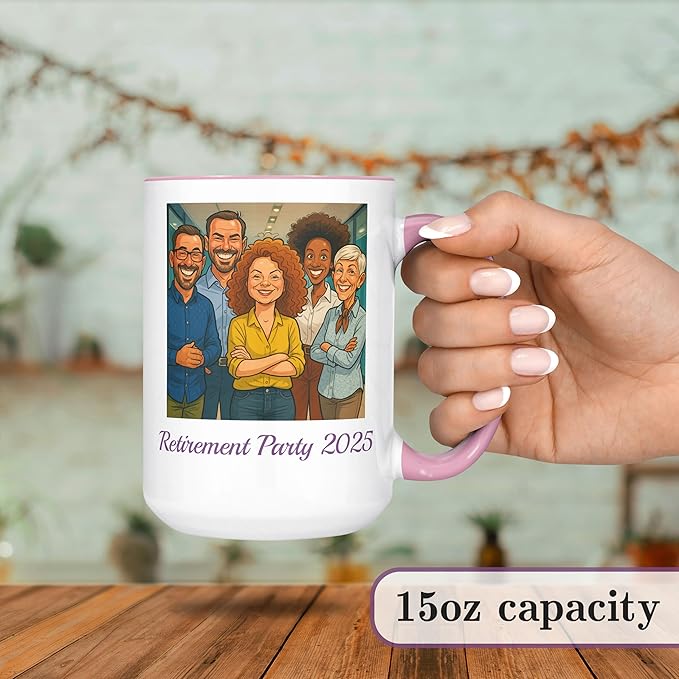 Personalized Coffee Mug, Custom Photo Caricature Gift, Funny Customized Coffee Gift for Men & Women, Custom Mugs with Pictures, Pink 15oz Customized Ceramic Tea Cup