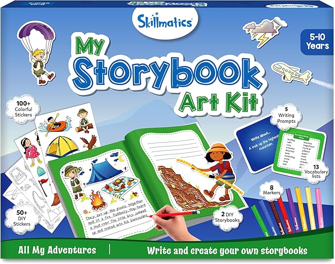 Skillmatics Storybook Art Kit - Create Adventure Stories, DIY Craft & Writing Kit with 300+ Stickers, Scrapbooking & Journal Activity, Gifts for Kids Ages 5, 6, 7, 8, 9, 10