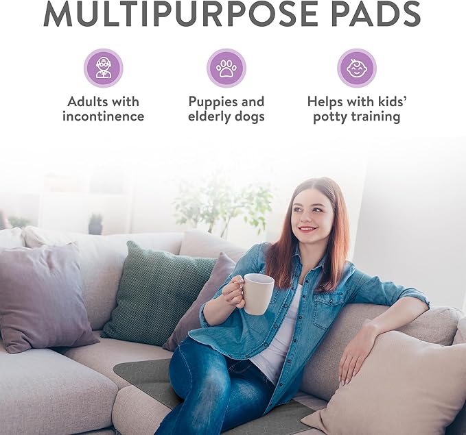 Inspire Underpads | Stain Hiding Gray Reusable Incontinence Bed Pads | Waterproof Mattress Pad | for Adults Babies and Dogs (18 X 24 - 3 Pack)